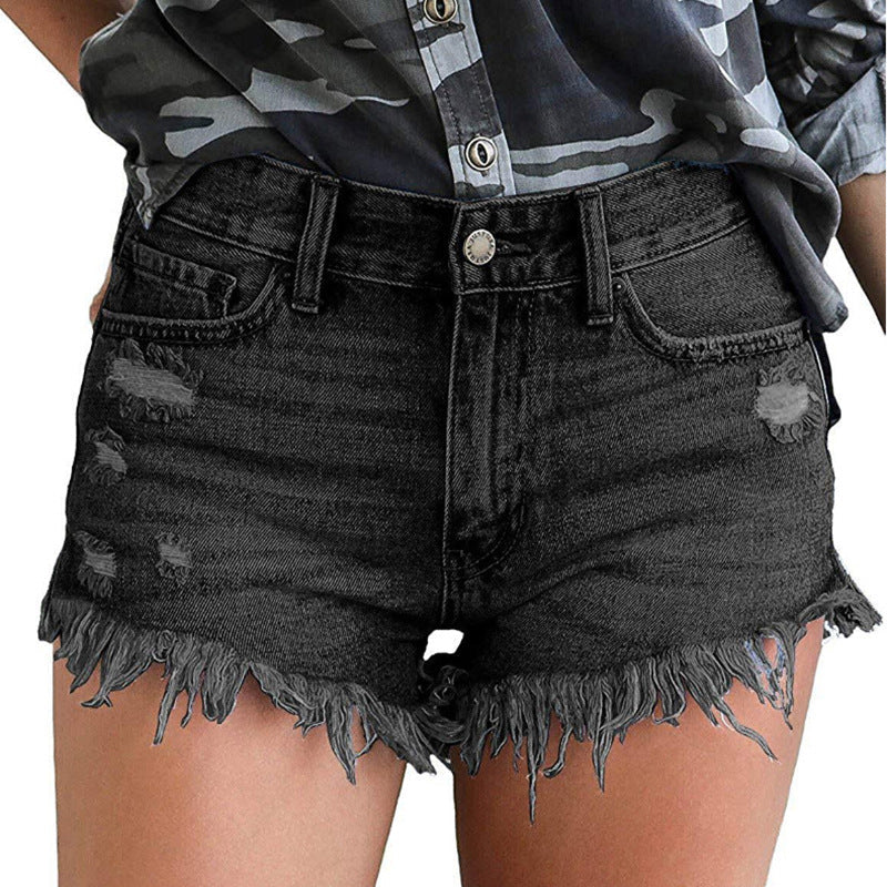 Destroyed-Look Damen Shorts mit Fransen, MODEGEIST