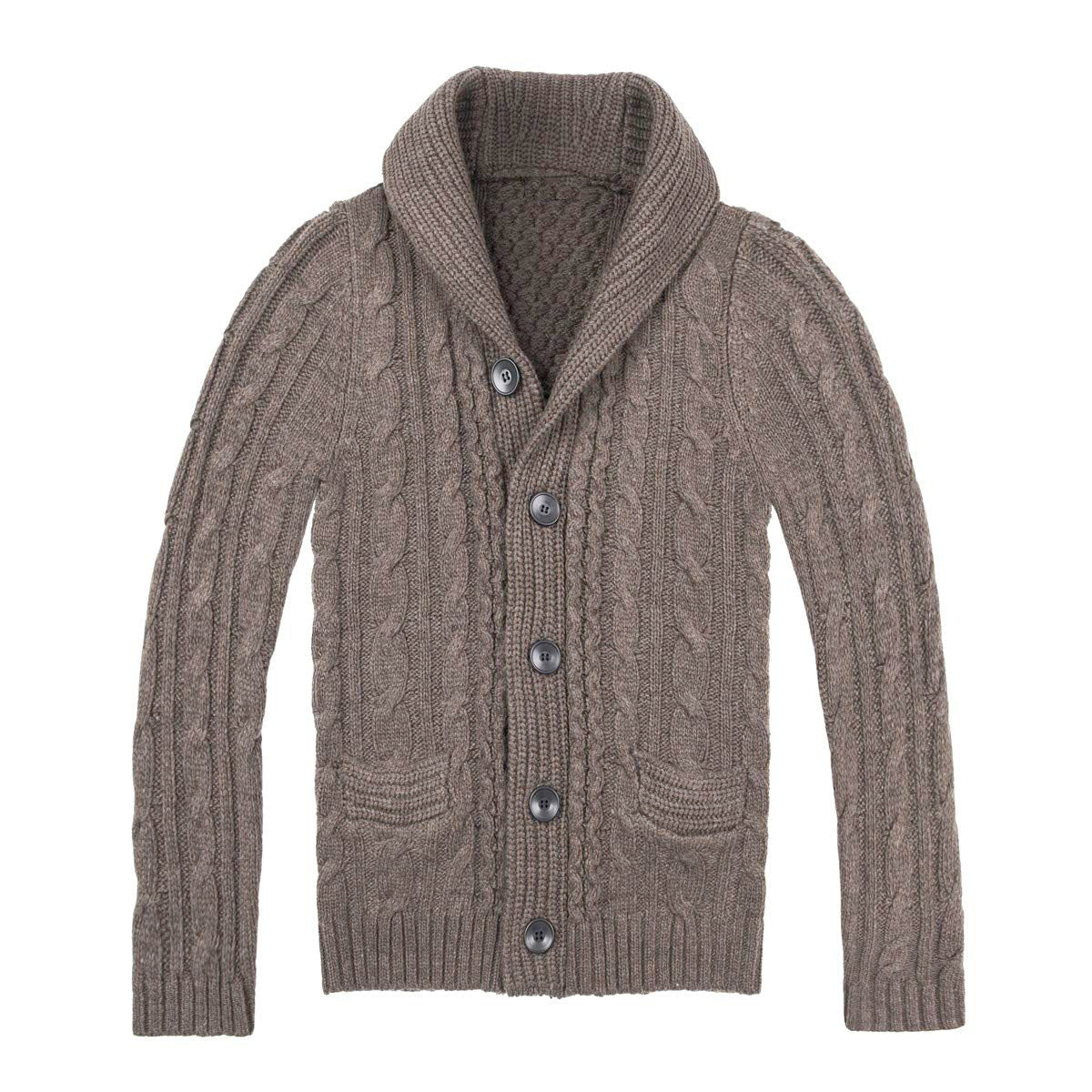 Herren Strickjacke mit elegantem Zopfmuster und praktischen Taschen ModeGeist