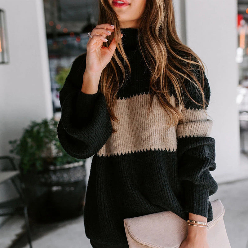 Damen modischer Strickpullover mit innovativer Farbkombination und strukturiertem Design ModeGeist