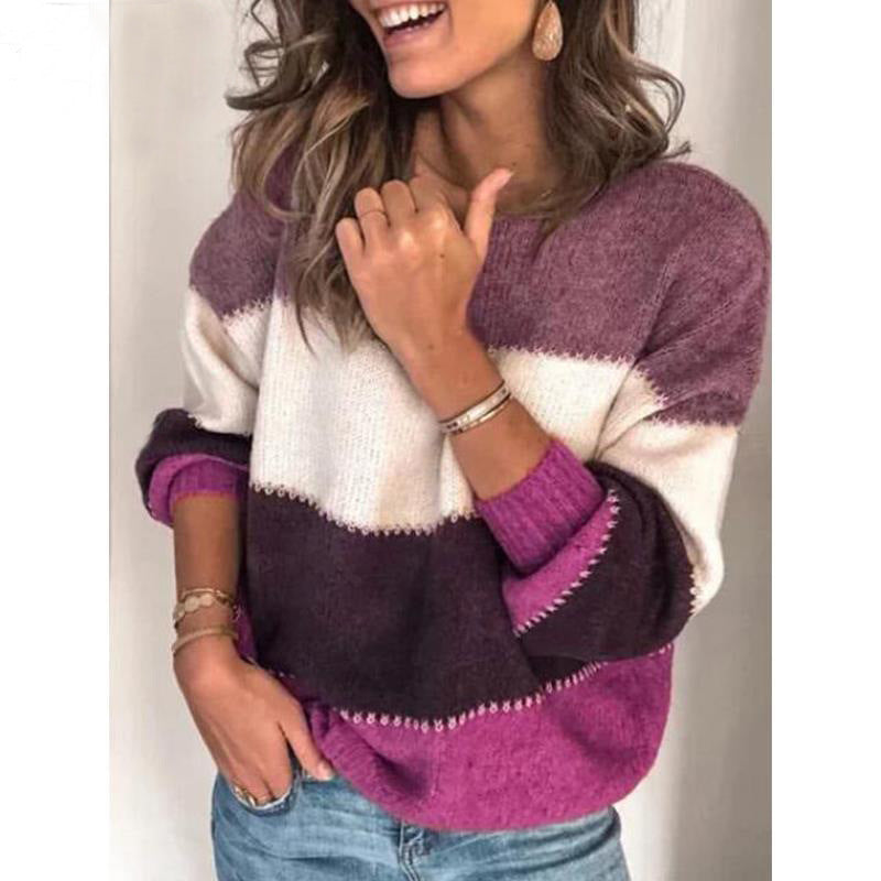 Damen lässiger Streifenpullover aus weichem Material ModeGeist