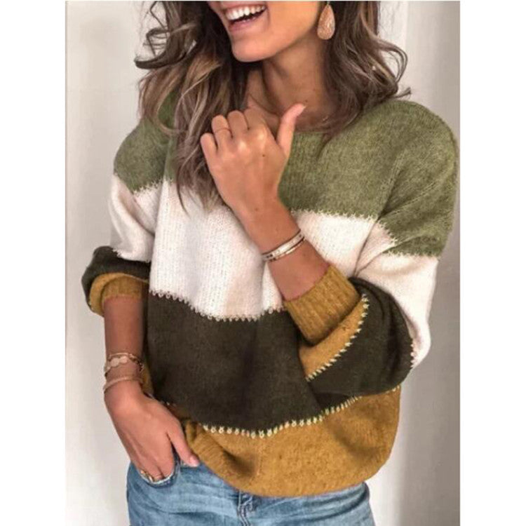 Damen lässiger Streifenpullover aus weichem Material ModeGeist