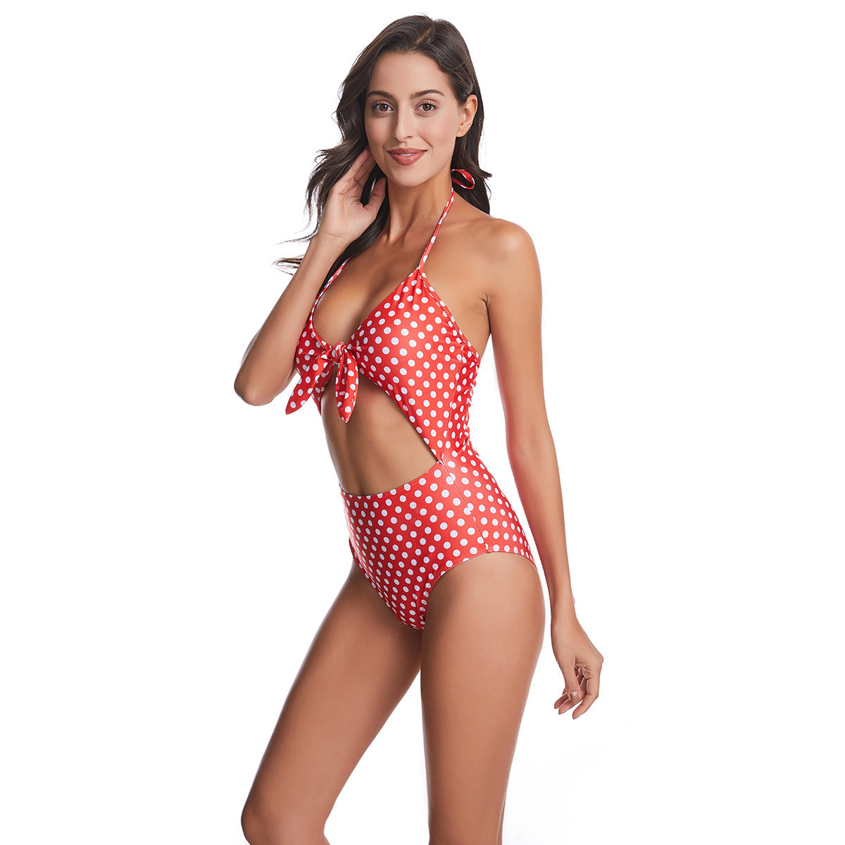 Modischer Damen-Badeanzug mit süßem Punkte-Design