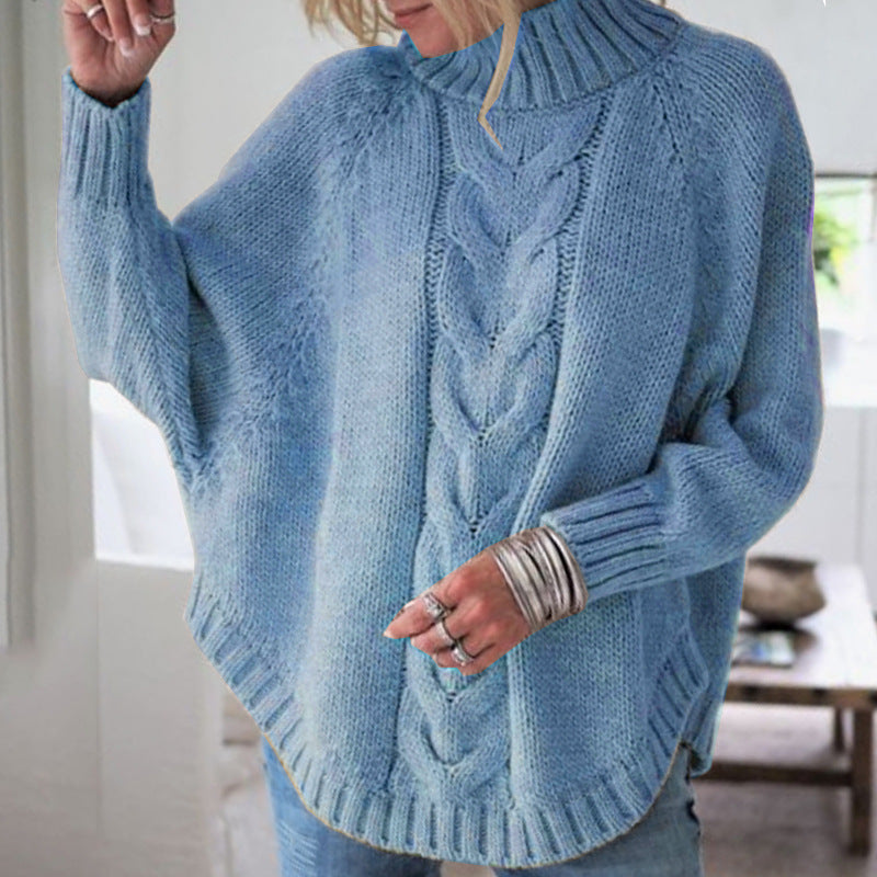 Damen Grobstrickpullover mit hohem Kragen und detailreicher Zopfmusterung ModeGeist