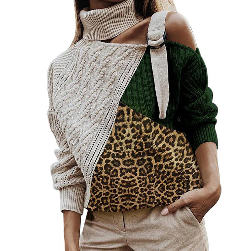 Damen asymmetrischer Strickpullover mit einzigartigem Karomuster und modischem Steg ModeGeist