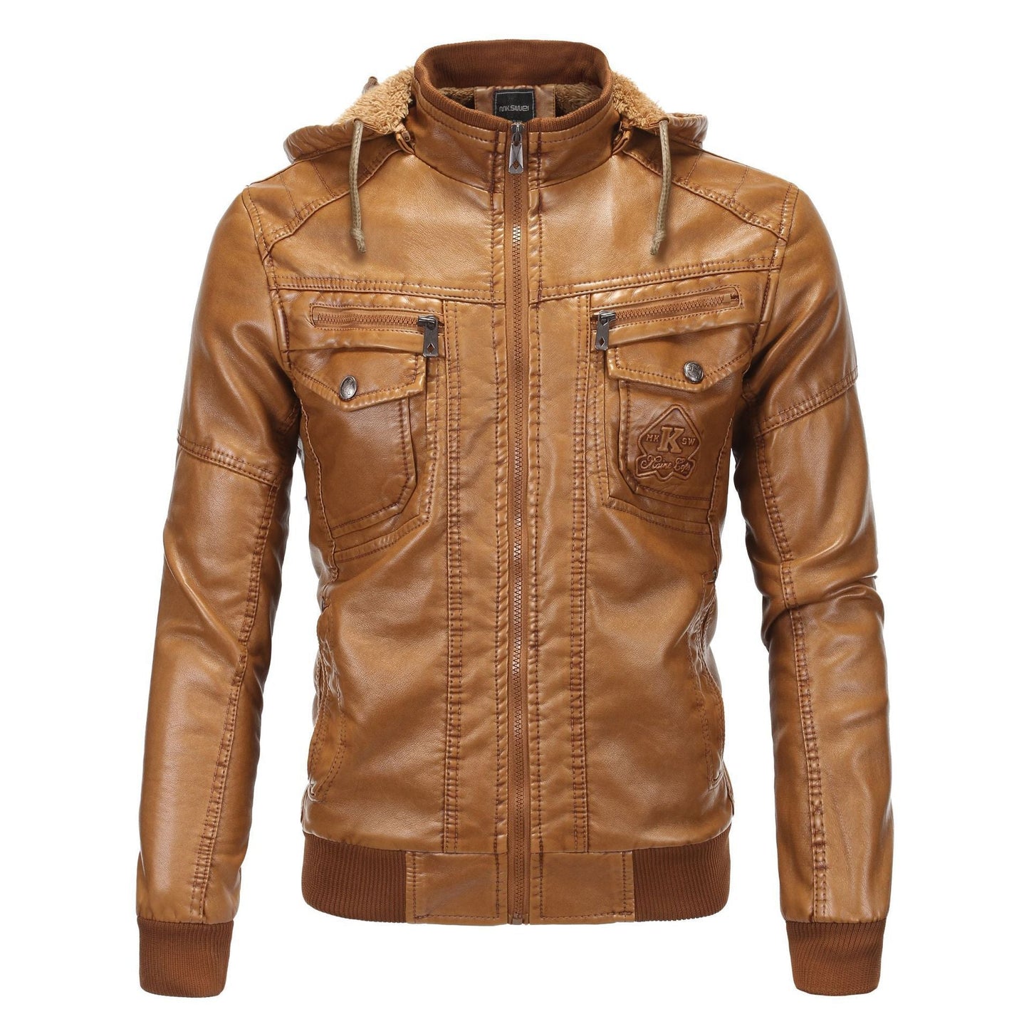Herren Kunstlederjacke mit kuscheligem Innenfutter und praktischen Taschen ModeGeist