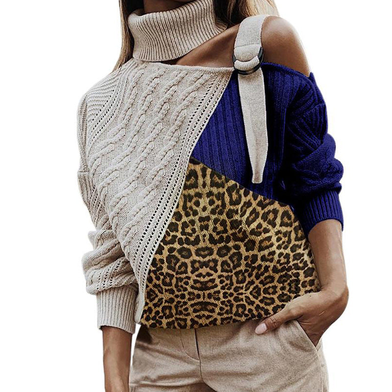 Damen asymmetrischer Strickpullover mit einzigartigem Karomuster und modischem Steg ModeGeist