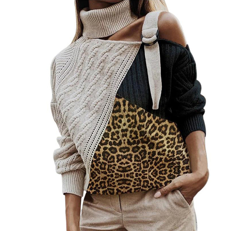Damen asymmetrischer Strickpullover mit einzigartigem Karomuster und modischem Steg ModeGeist