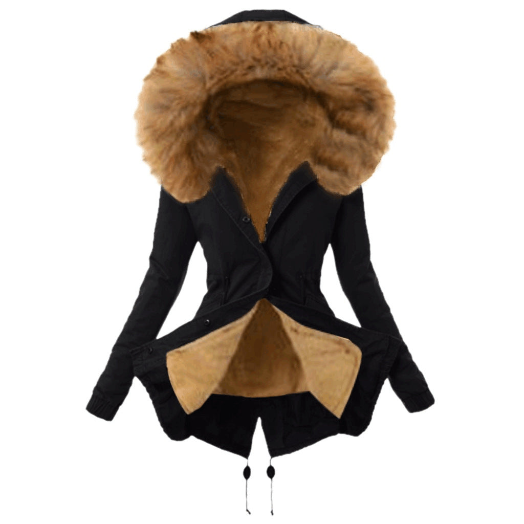 Damen modische Parkajacke mit abnehmbarem Kunstpelzkragen ModeGeist