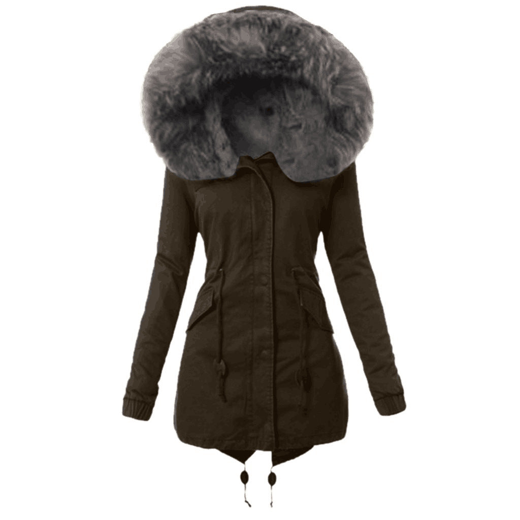 Damen modische Parkajacke mit abnehmbarem Kunstpelzkragen ModeGeist