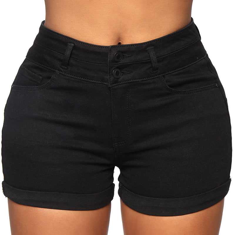 High-Waisted Women's Shorts with Cuffed Hem and Elastic Waistband by MODEGEIST