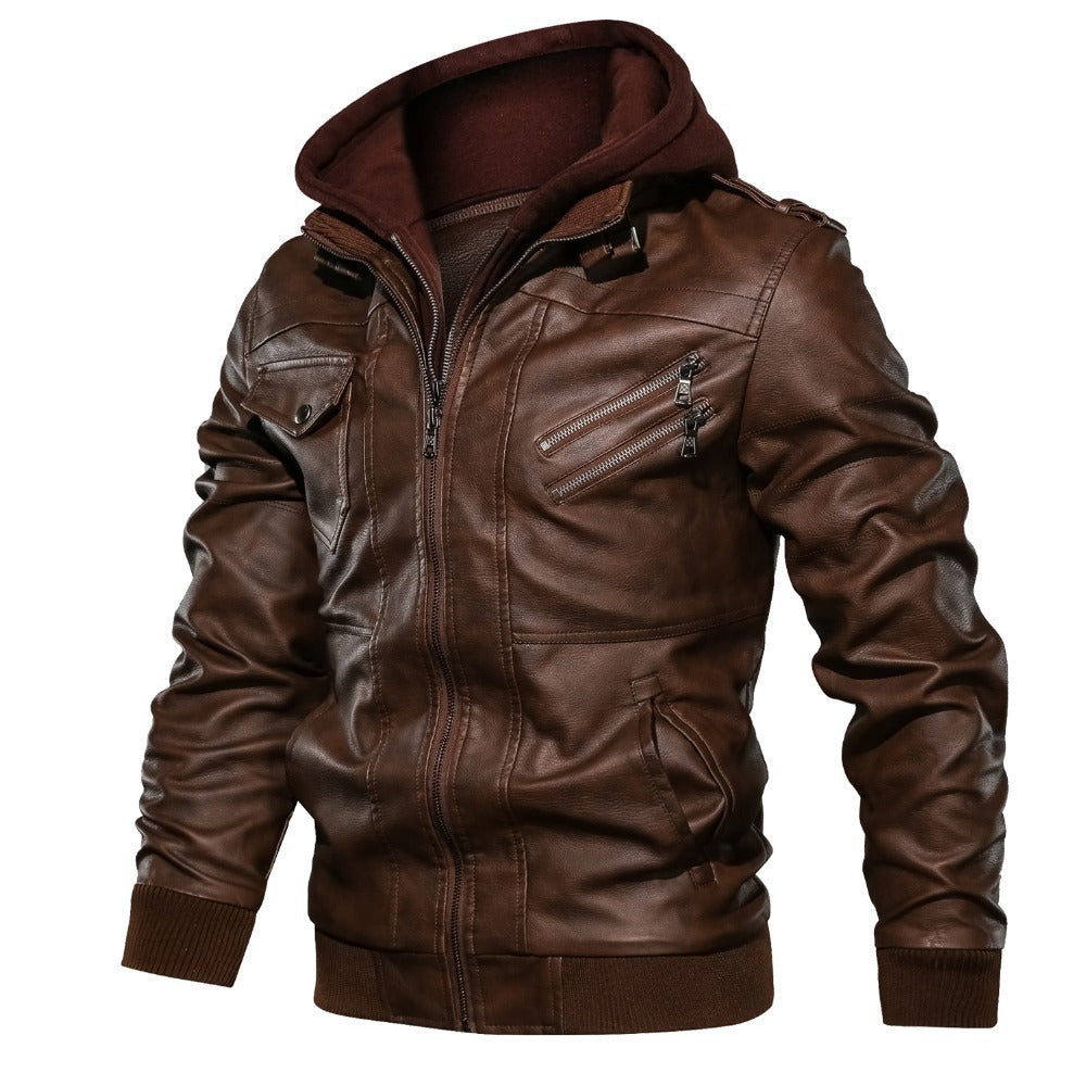 Herren lässige jacke mit abnehmbarer Kapuze und funktionalen Taschen ModeGeist