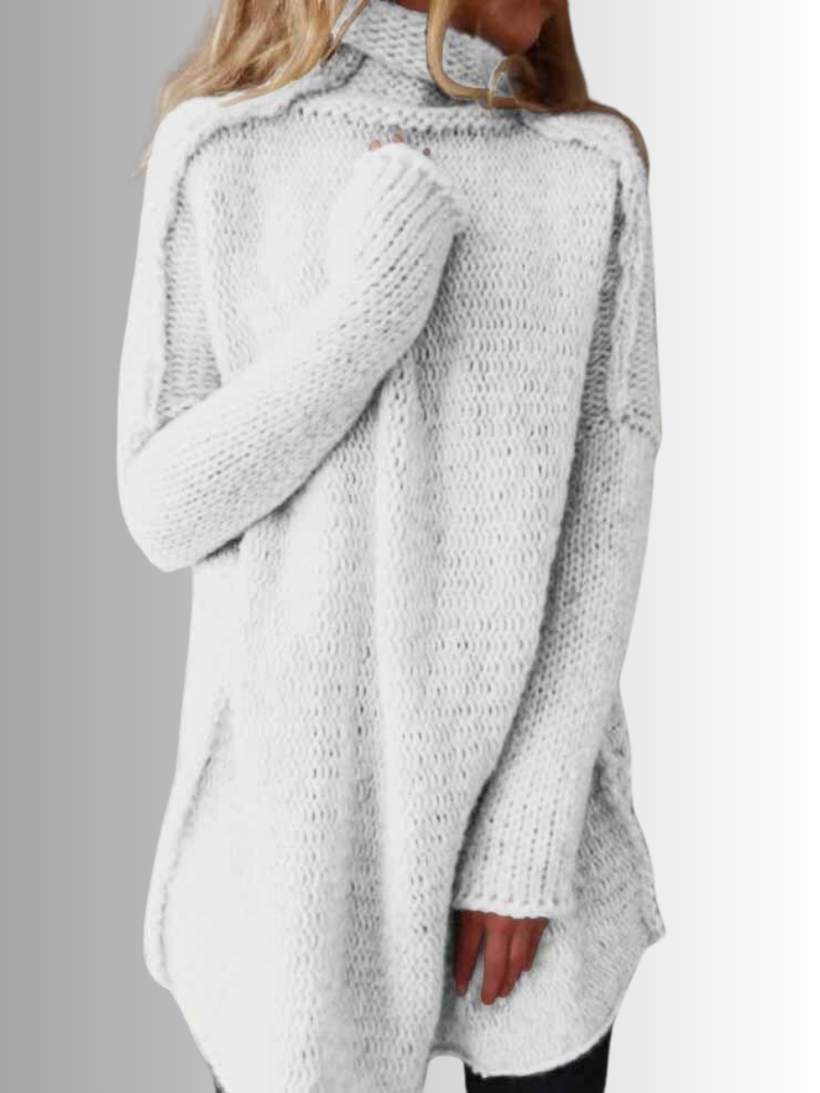 ModeGeist | Stilischer langer Pullover mit hohem Kragen