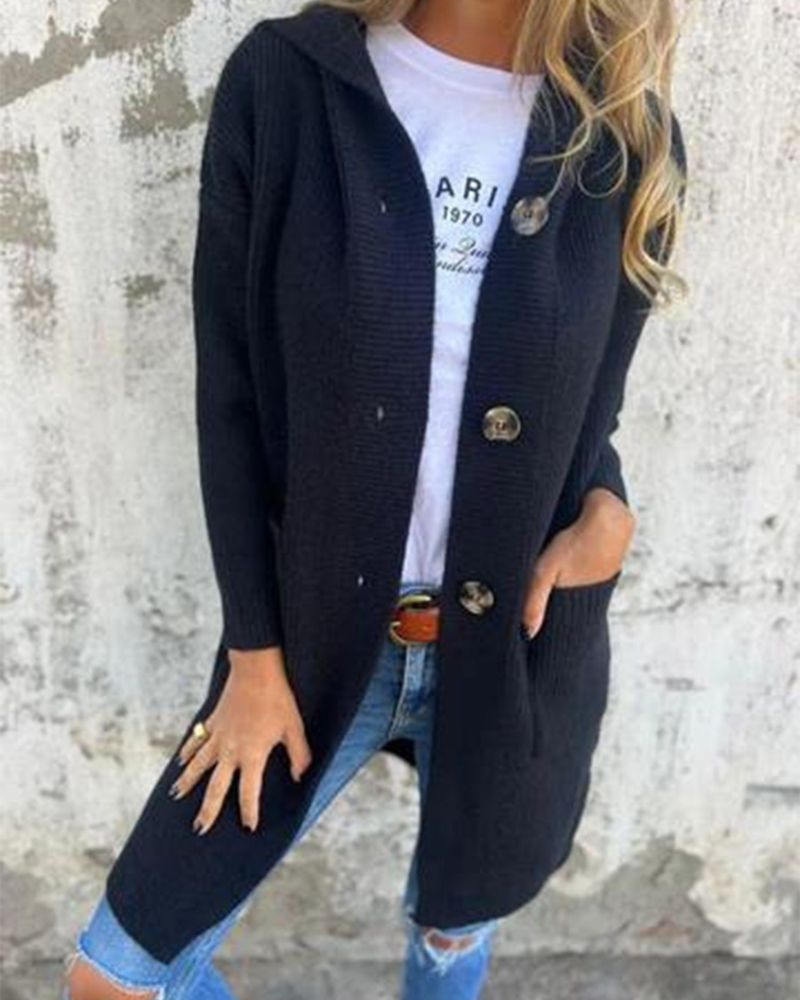 ModeGeist | Kapuzenstrickjacke mit Taschen