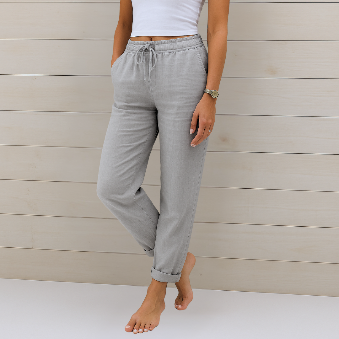 MODEGEIST Damen Hose Atmungsaktiv Elastikbund Relaxed-Fit