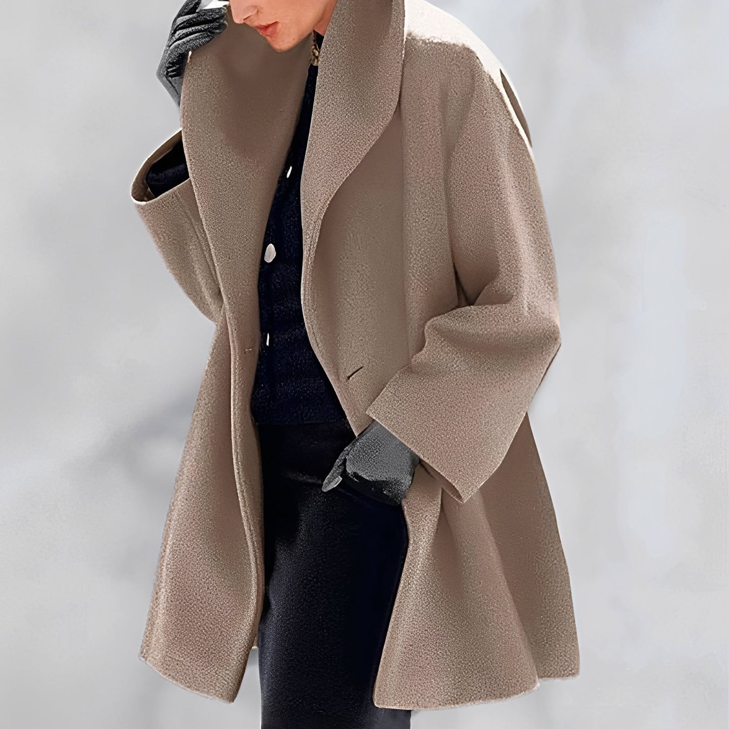 ModeGeist | Eleganter, Weit Geschnittener Wollmantel für Frauen