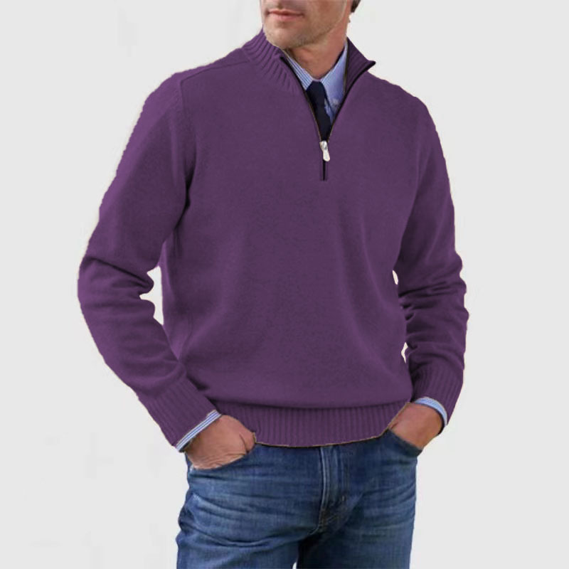 ModeGeist | Herrenpullover Mit Halbem Reißverschluss