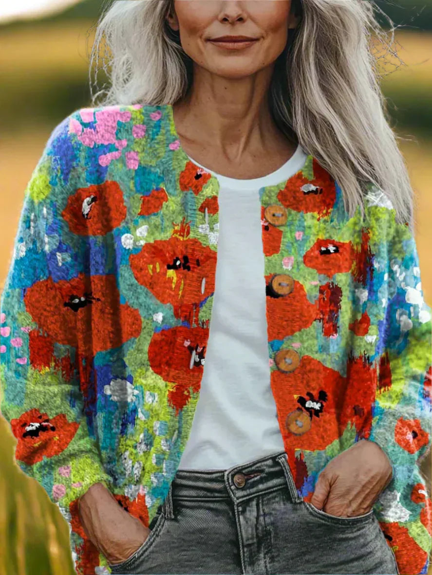 ModeGeist | Stylische Patchwork-Strickjacke für Damen