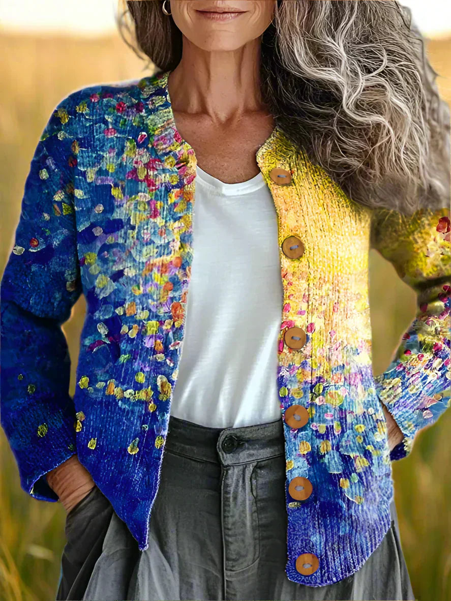 ModeGeist | Stylische Patchwork-Strickjacke für Damen
