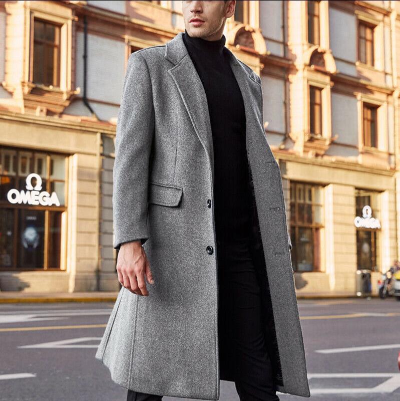 Herren eleganter, klassischer Schnitt Mantel mit hohem Kragen ModeGeist