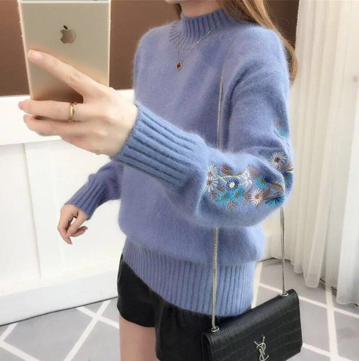 Damen Strickpullover mit eleganten Stickereien ModeGeist