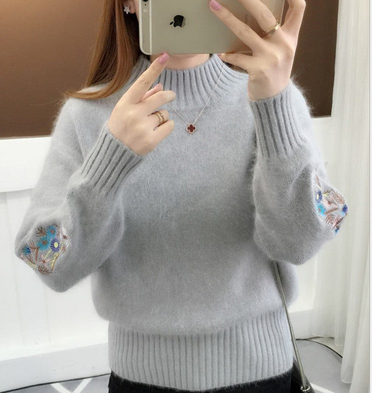 Damen Strickpullover mit eleganten Stickereien ModeGeist