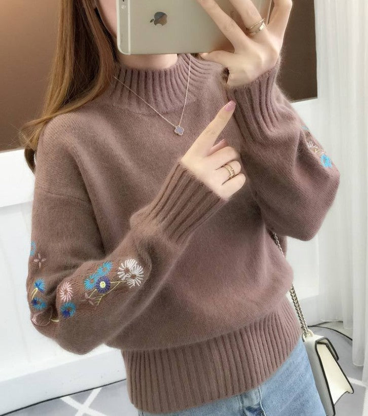 Damen Strickpullover mit eleganten Stickereien ModeGeist