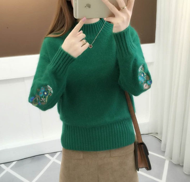 Damen Strickpullover mit eleganten Stickereien ModeGeist