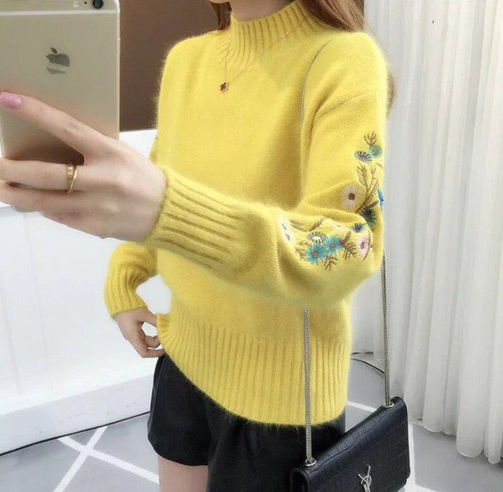 Damen Strickpullover mit eleganten Stickereien ModeGeist