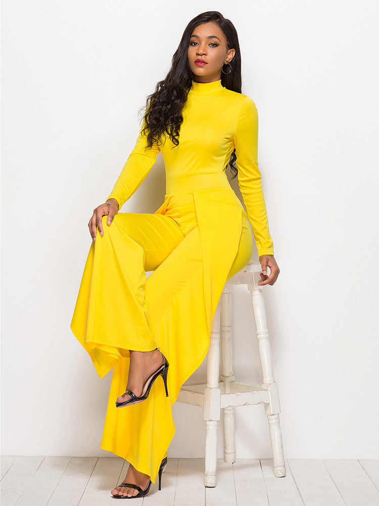 Damen Eleganter und fließender Jumpsuit mit langen Ärmeln ModeGeist