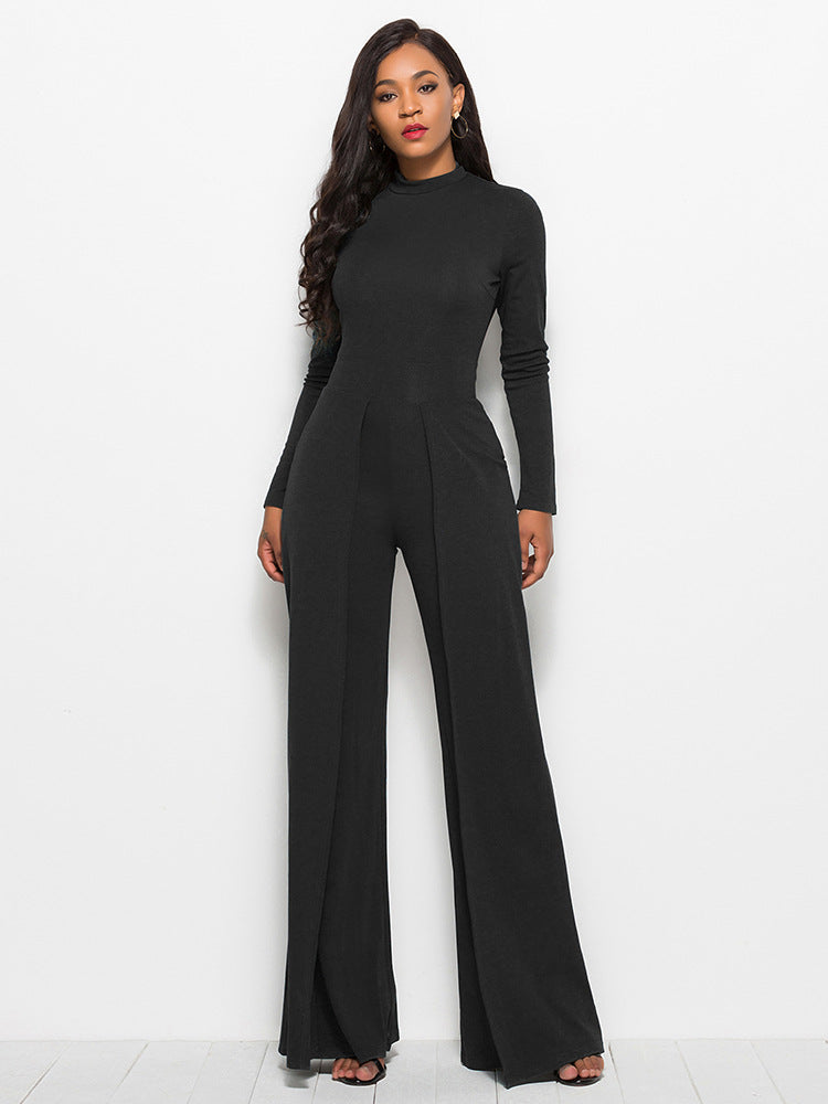 Damen Eleganter und fließender Jumpsuit mit langen Ärmeln ModeGeist