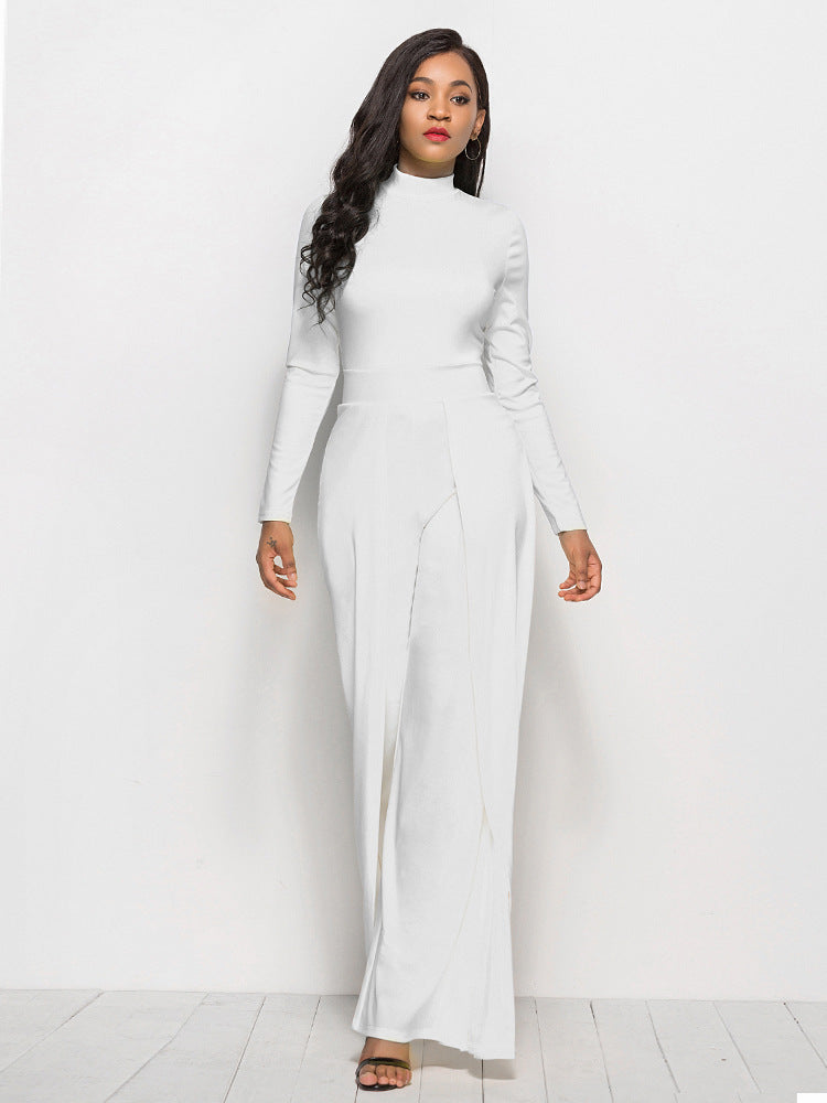 Damen Eleganter und fließender Jumpsuit mit langen Ärmeln ModeGeist