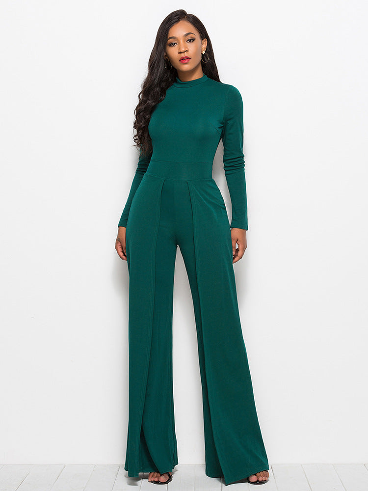Damen Eleganter und fließender Jumpsuit mit langen Ärmeln ModeGeist