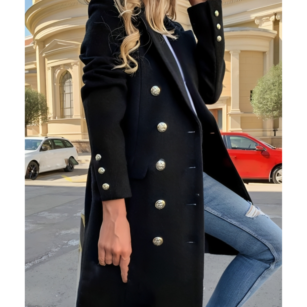 ModeGeist | Langer Warmer Wintermantel Für Damen Button Down