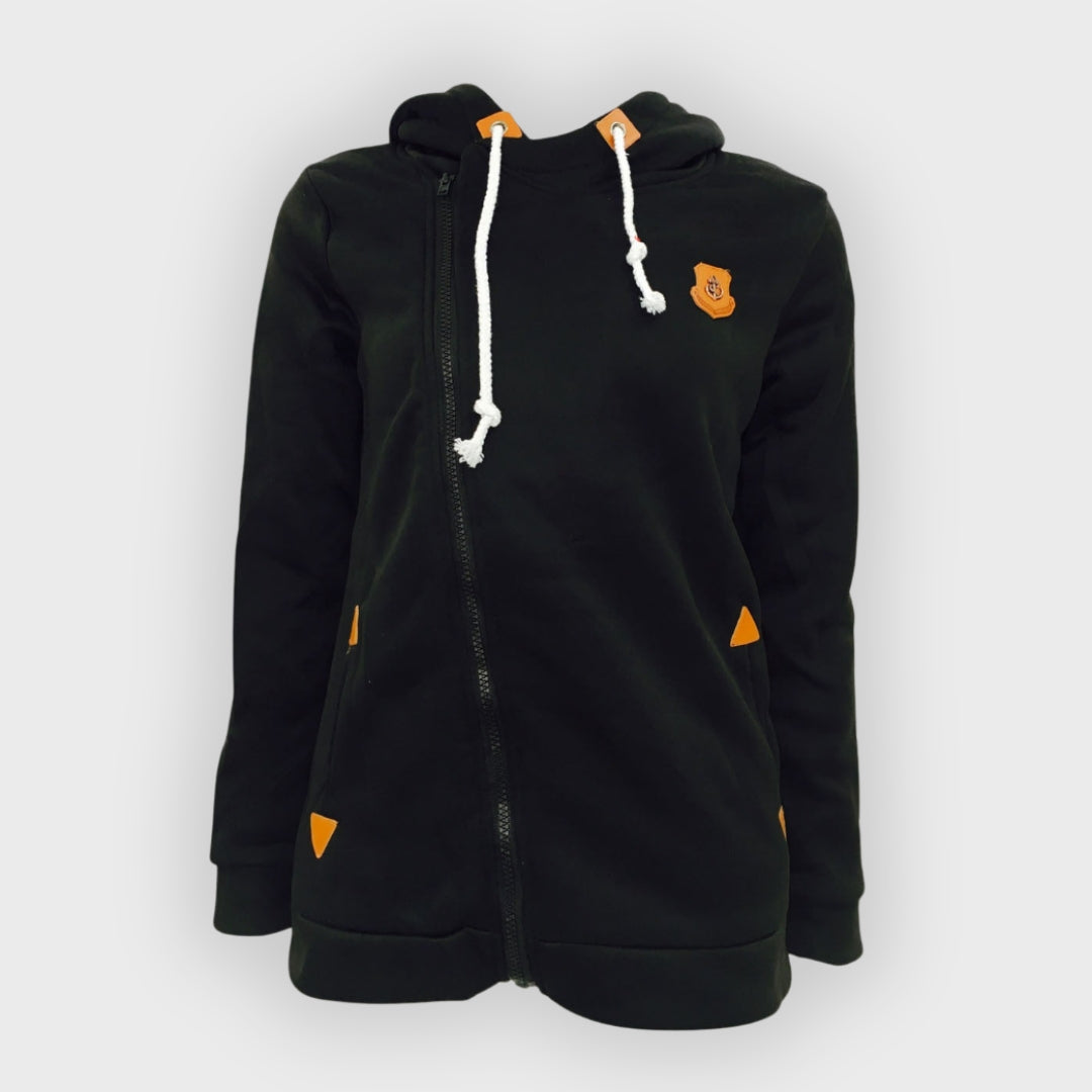 ModeGeist | Kapuzenpullover Jacke Asymmetrischer Reißverschluss
