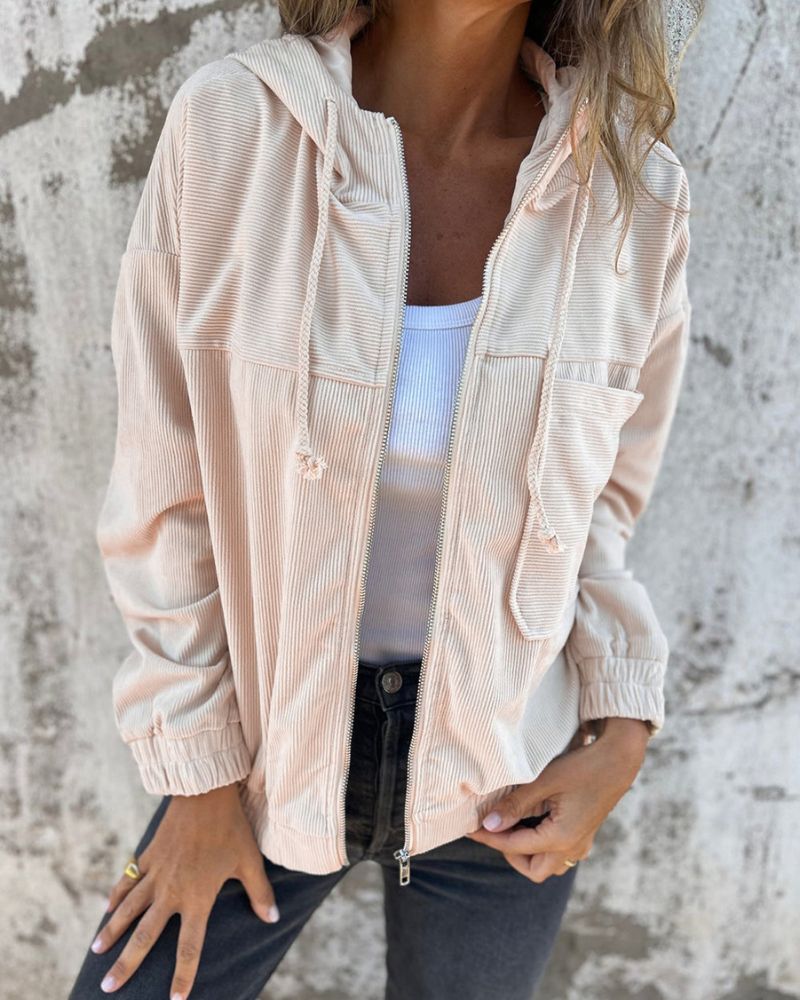 ModeGeist | Corduroy Kapuzenjacke mit Reißverschluss