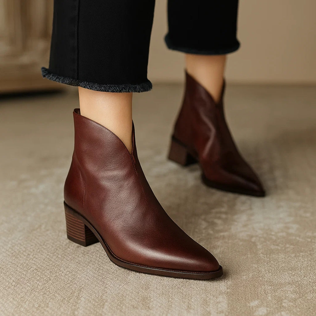 MODEGEIST Damen Ankle Boots Schwarz Kunstleder Robuste Sohle Vielseitig