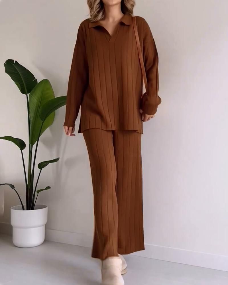 ModeGeist | Stylisches Pit Stripe Jacquard Zwei-Teile Set
