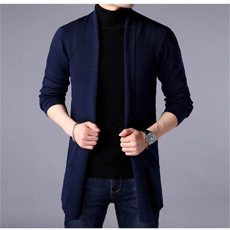 Herren lässiger Strickcardigan mit offenem Schnitt und praktischen Taschen ModeGeist