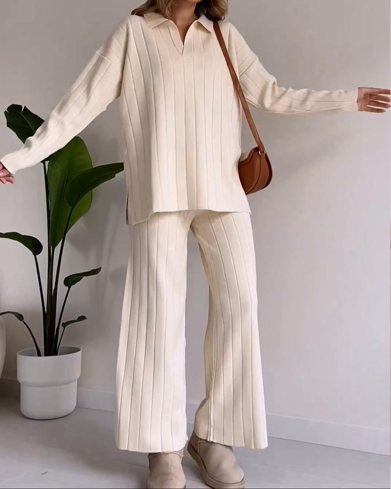 ModeGeist | Stylisches Pit Stripe Jacquard Zwei-Teile Set