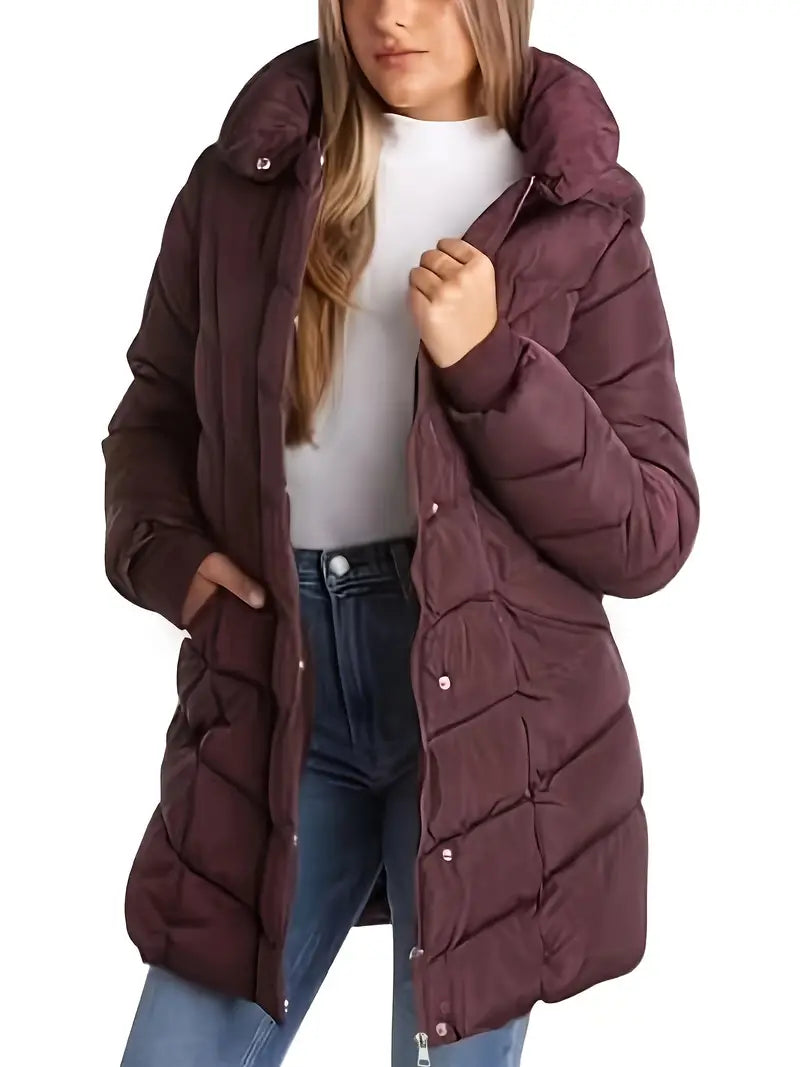 Übergroße Kapuzen-Steppjacke mit Reißverschluss von Keytharae aus Plüsch