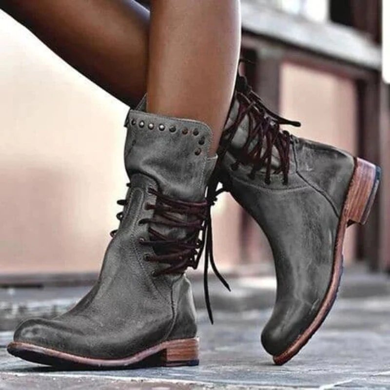 MODEGEIST Damen Stiefel Klassisch Komfort Mittelhoch Stabil