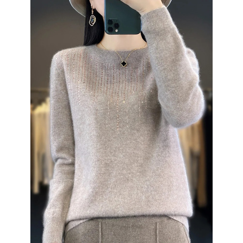 ModeGeist | Sweatshirt - Weicher Strickpullover mit funkelnden Details