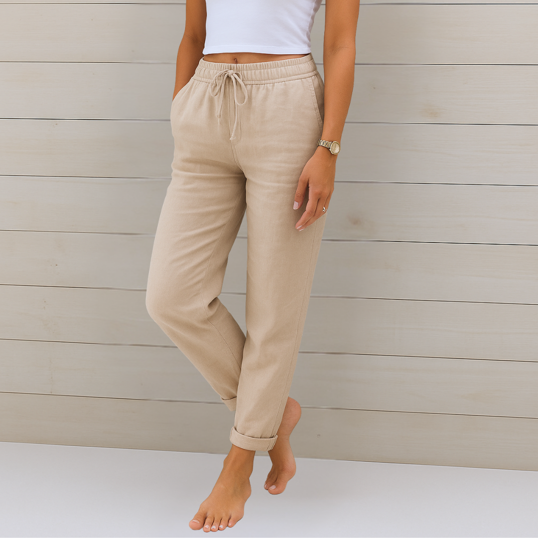 MODEGEIST Damen Hose Atmungsaktiv Elastikbund Relaxed-Fit
