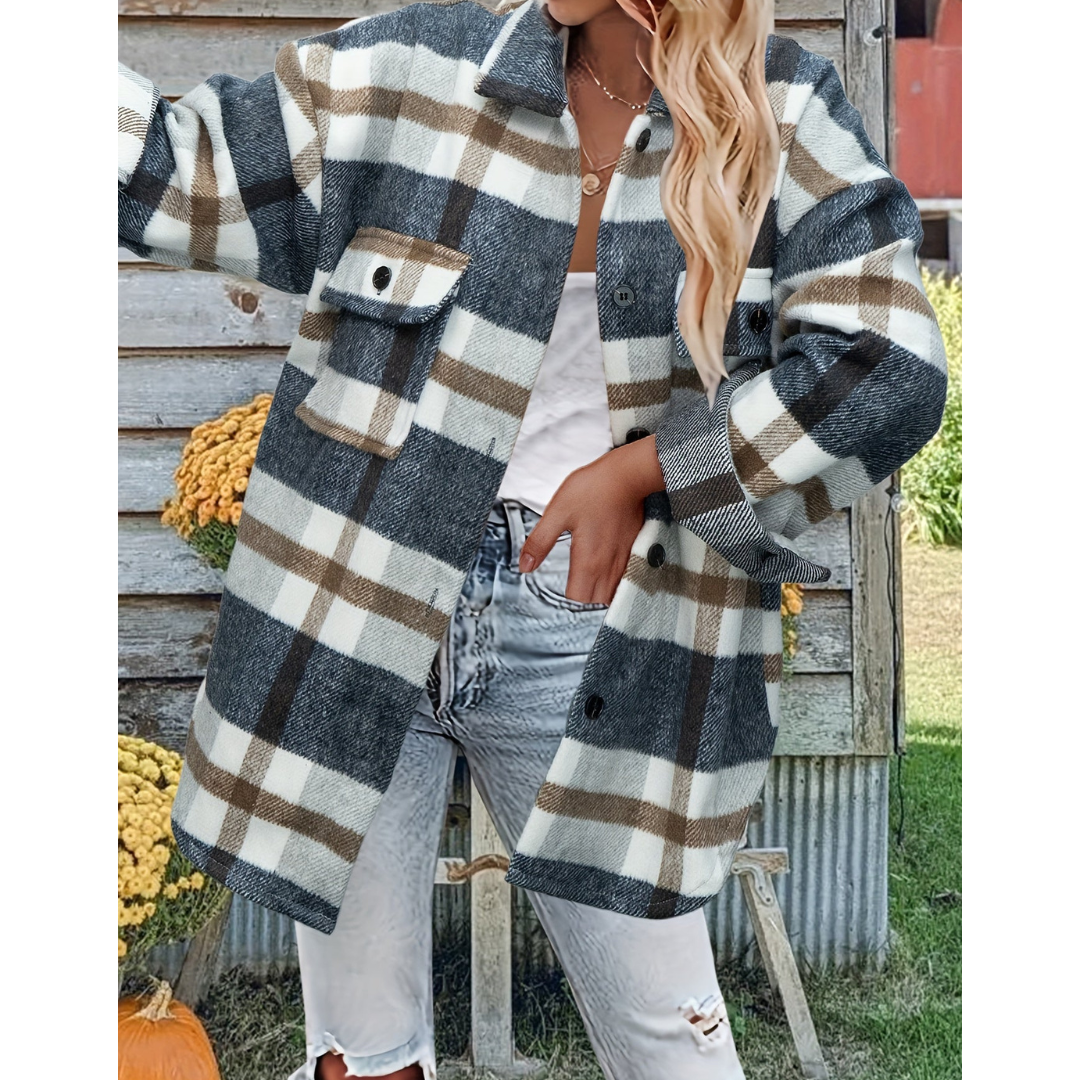 ModeGeist | Warme Knopf Daunen Kariert Hemd Jacke - Winter
