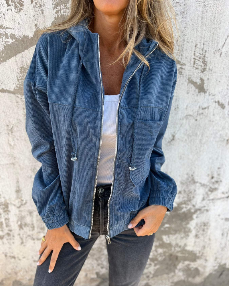 MODEGEIST Damen Cord-Cardigan Knopfleiste Brusttaschen Entspannter Schnitt
