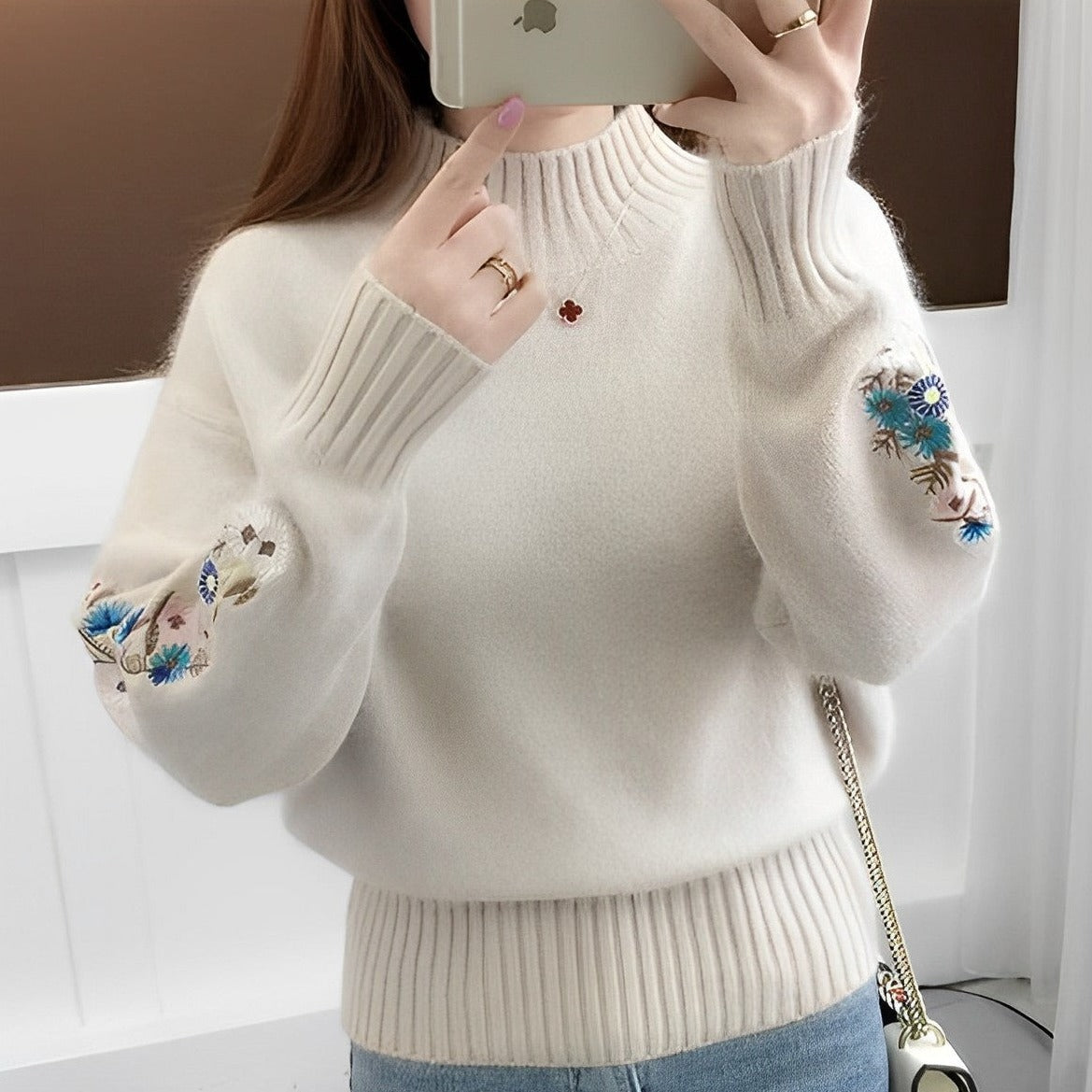 Gestrickter Maureen Pullover