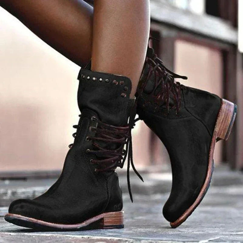 MODEGEIST Damen Stiefeletten Leder Schwarz Elegant Knöchelhoch Komfort
