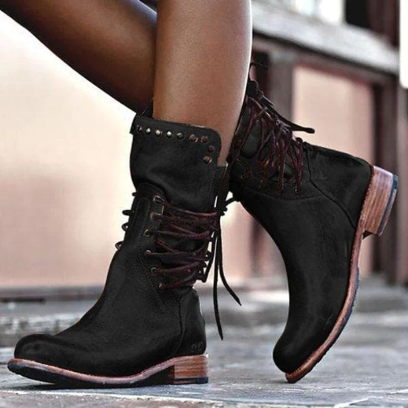 MODEGEIST Damen Stiefel Klassisch Komfort Mittelhoch Stabil