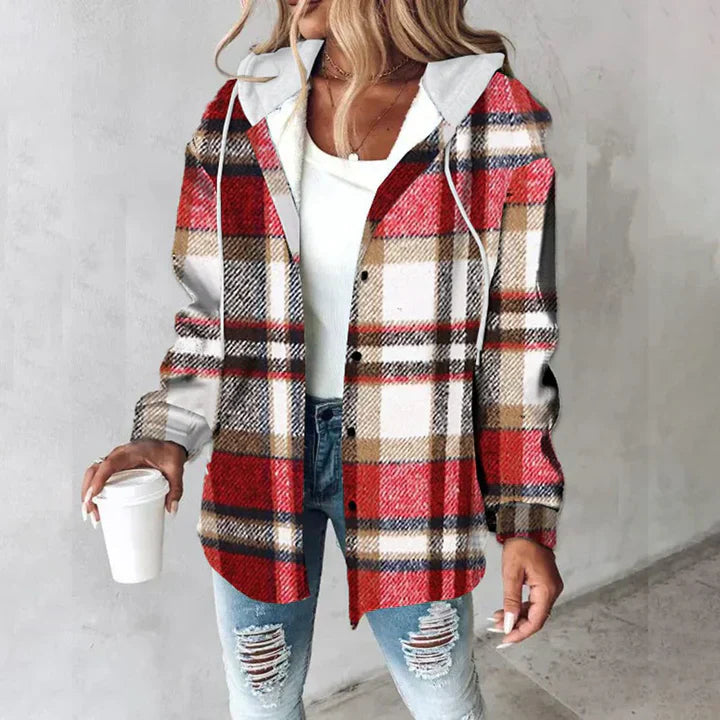 MODEGEIST Damen Karo Cardigan Gefüttert Weich Gemütliche Passform Herbst