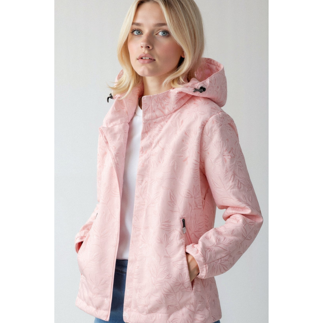 ModeGeist | Damen Windjacke mit Kapuze und Durchgehendem Reißverschluss